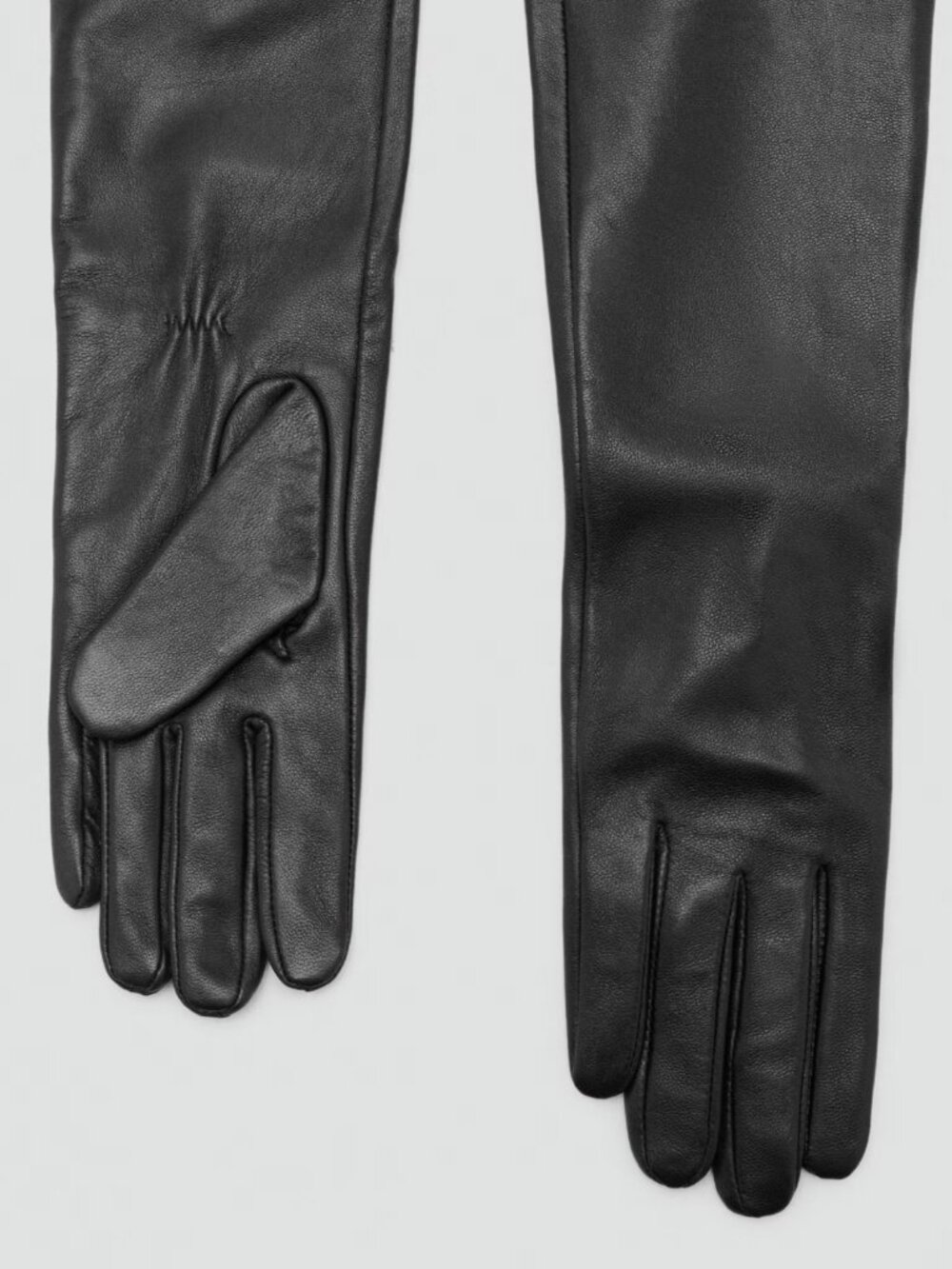 Mango Black Long Leather Gloves